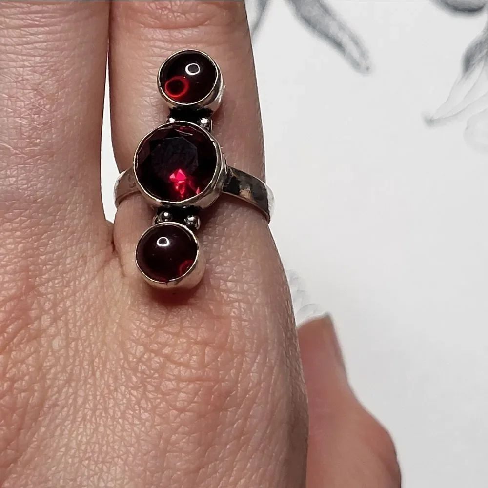 Bohemian Red glass crystal Ring Size 7.5